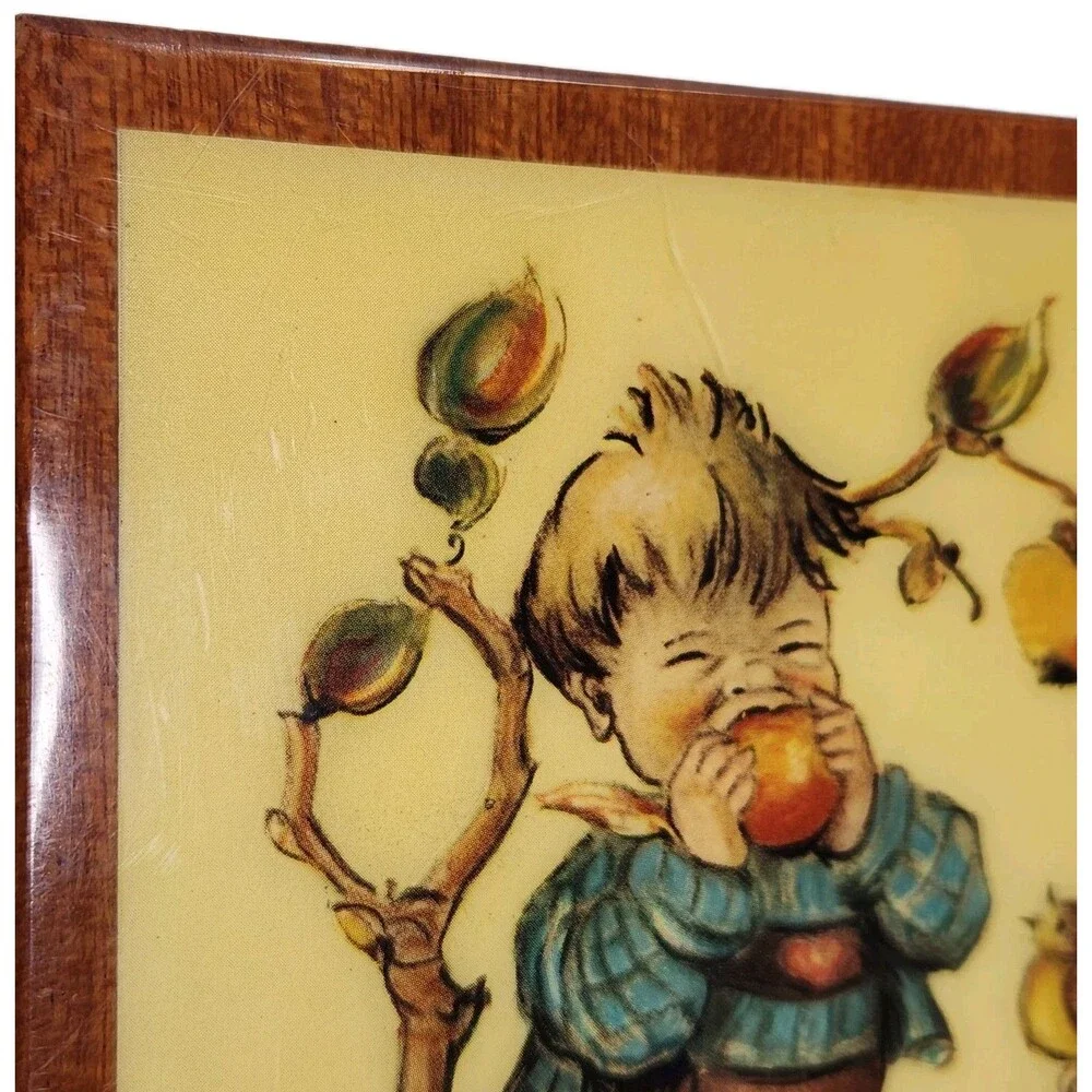 Vintage MAPSA Music Box West Germany Hummel Apple Tree Boy Edelweiss Swiss Move